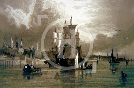 A view of the waterfront in the 1830s